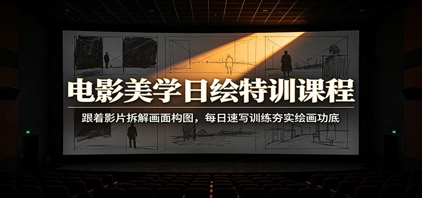 电影美学日绘特训课程：跟着影片拆解画面构图，每日速写训练夯实绘画功底-小白项目网