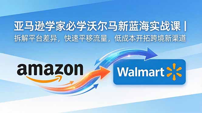 亚马逊卖家必学沃尔玛新蓝海实战课｜拆解平台差异，快速平移流量，低成本开拓跨境新渠道-小白项目网