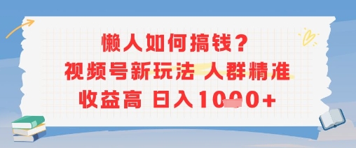 懒人如何搞钱？视频号新玩法，人群精准收益高，日入多张 - 小白项目网-小白项目网