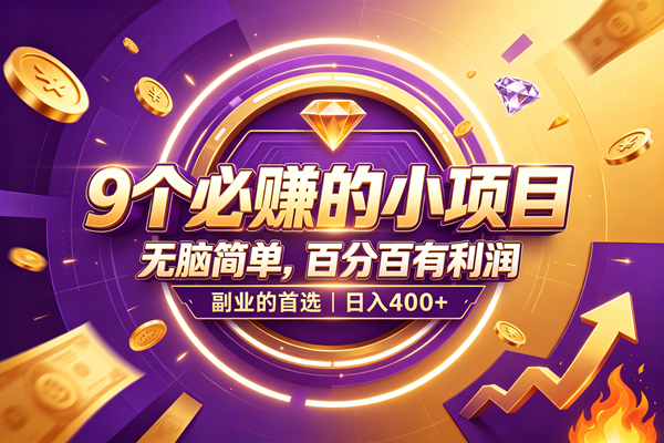 （19617期）9个必赚的小项目，无脑简单，百分百有利润，副业的首选，日入500+-小白项目网