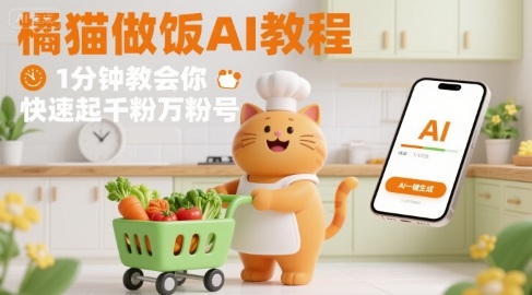 有趣的橘猫买菜做饭视频，用AI一键搞定，1分钟教会你，快速起千粉万粉号 - 小白项目网-小白项目网