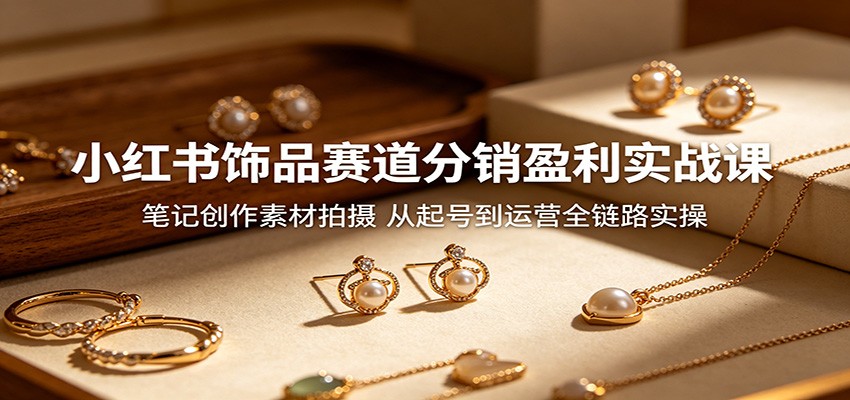 小红书饰品赛道分销盈利实战课：笔记创作素材拍摄，从起号到运营全链路实操-小白项目网