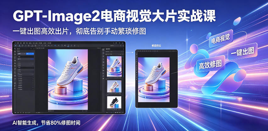 GPT-Image2电商视觉大片实战课，一键出图高效出片，彻底告别手动繁琐修图-小白项目网
