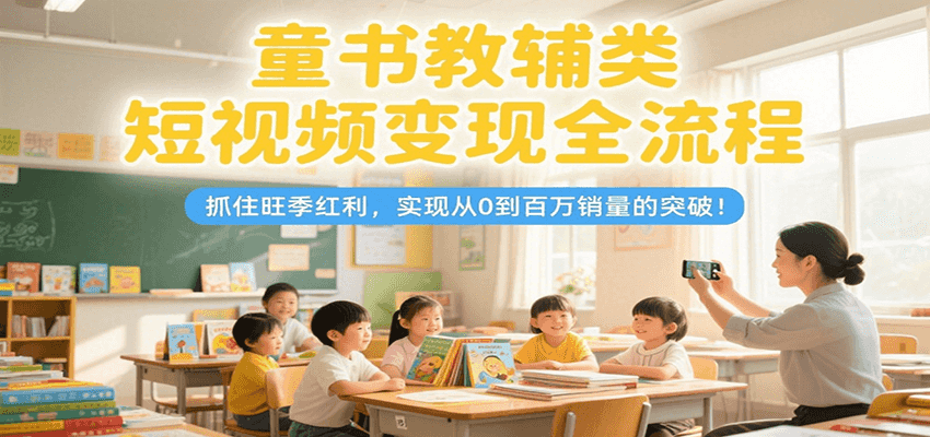 童书教辅类短视频变现全流程，抓住旺季红利，实现从0到百万销量的突破！-小白项目网