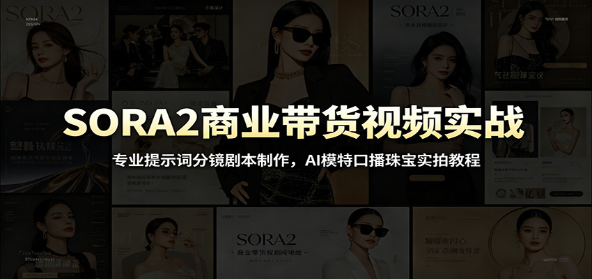SORA2商业带货视频实战：专业提示词分镜剧本制作，AI模特口播珠宝实拍教程-小白项目网