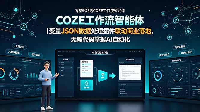 零基础吃透COZE工作流智能体|变量JSON数据处理插件联动商业落地,无需代码掌握AI自动化-小白项目网