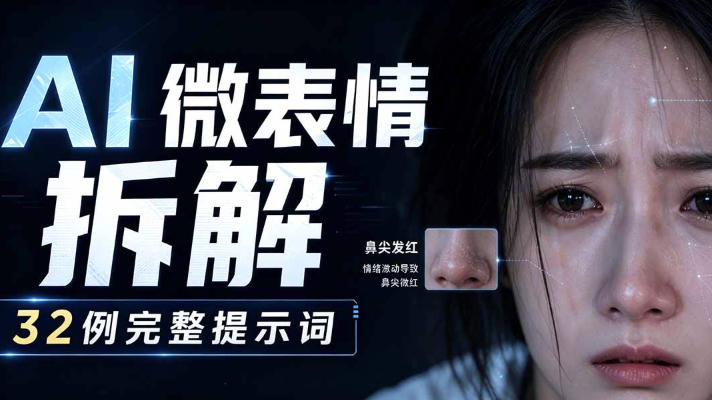 AI微表情拆解提示词合集，精准调控AI角色表情，可直接复用，0基础也能调出影视级表情变化-小白项目网