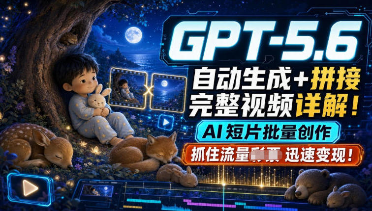 GPT-5.6自动生成＋拼接完整视频详解，AI短片批量创作，抓住流量迅速变现！-小白项目网