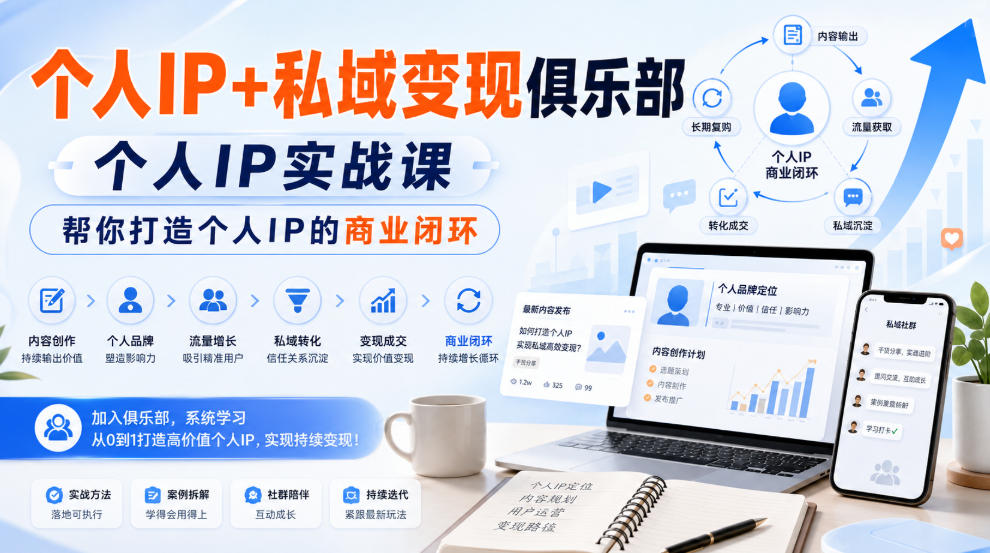 个人IP+私域变现俱乐部,个人IP实战课,帮你打造个人IP的商业闭环 个人IP+私域变现俱乐部,个人IP实战课,帮你打造个人IP的商业闭环