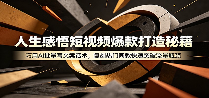 人生感悟短视频爆款打造秘籍：巧用A 批量写文案话术，复刻热门同款快速突破流量瓶颈-小白项目网