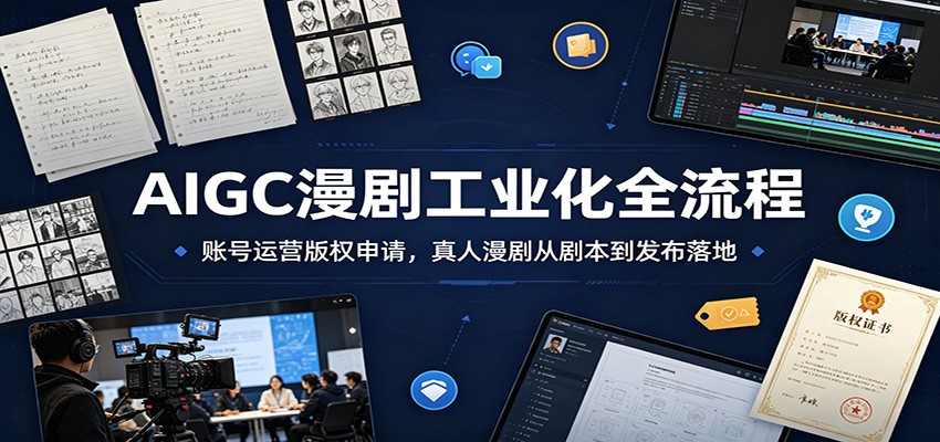 AIGC漫剧工业化全流程：账号运营版权申请，真人漫剧从剧本到发布落地-小白项目网