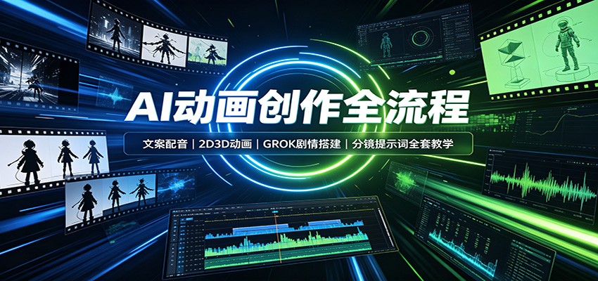 AI动画创作全流程：文案配音，2D3D动画，GROK剧情搭建，分镜提示词全套教学-小白项目网