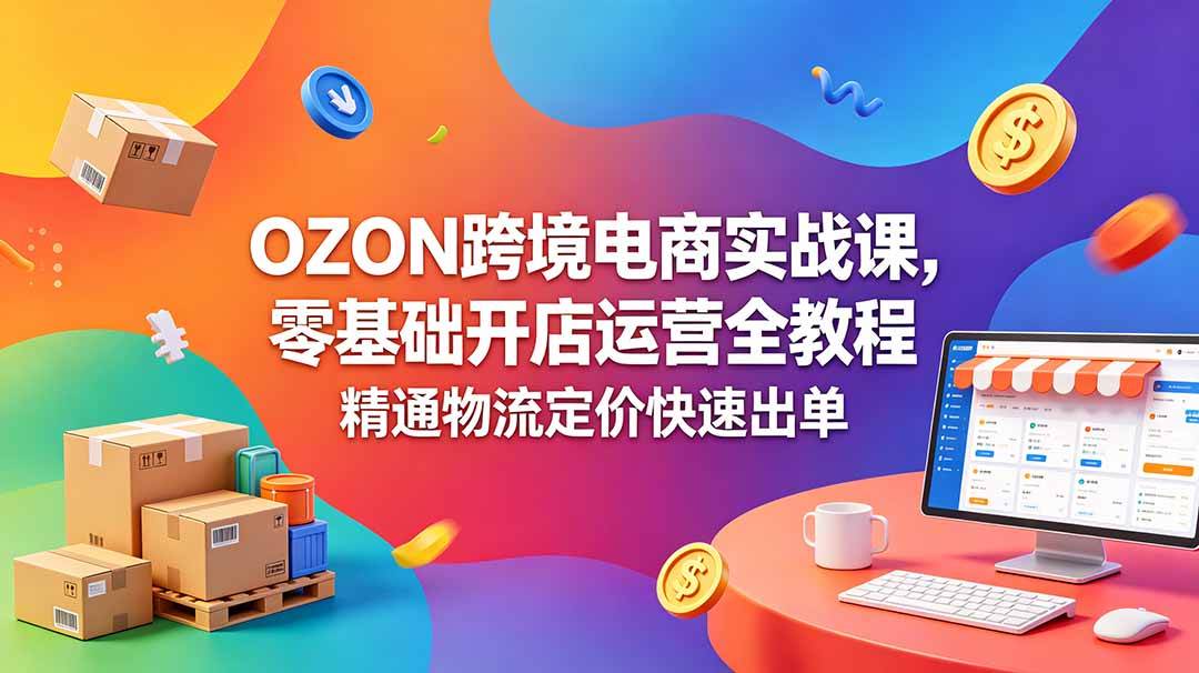 （18746期）OZON 跨境电商实战课，零基础开店运营全教程，精通物流定价快速出单-小白项目网