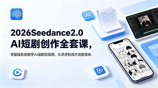 2026Seedance2.0AI短剧创作全套课，零基础系统教学AI漫剧短视频，从灵感到成片完整落地-小白项目网