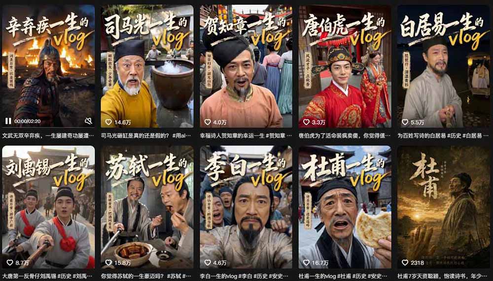 历史人物，诗人一生Vlog教学， AI制作丨伙伴计划丨精选收益丨商单收徒 ，新领域红利期，抓紧做-小白项目网