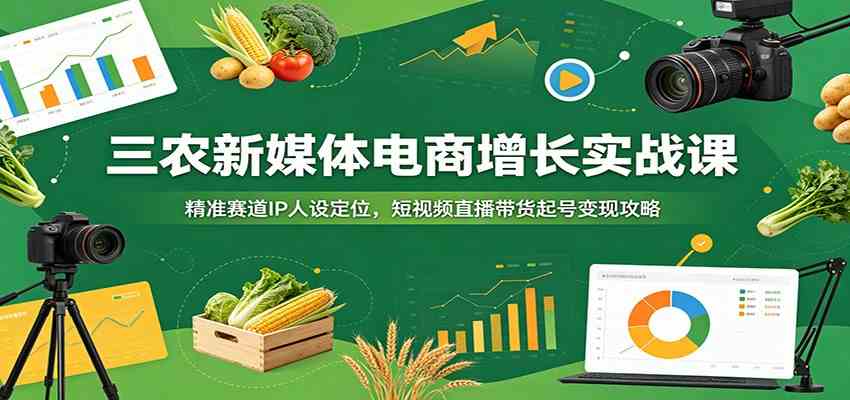 三农新媒体电商增长实战课：精准赛道IP人设定位，短视频直播带货起号变现攻略-小白项目网