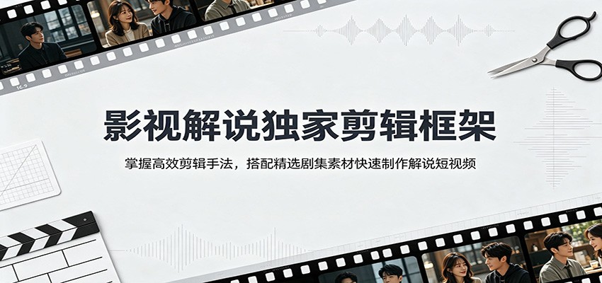 影视解说独家剪辑框架：掌握高效剪辑手法，搭配精选剧集素材快速制作解说短视频-小白项目网