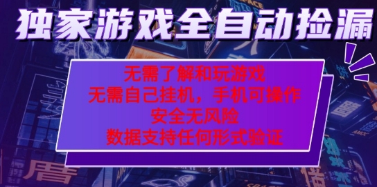 游戏全自动捡漏项目，最新独家玩法，每天操作几十分钟，无任何难度，当天见收益【揭秘】-小白项目网