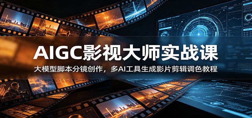 AIGC影视大师实战课：大模型脚本分镜创作，多AI工具生成影片剪辑调色教程-小白项目网
