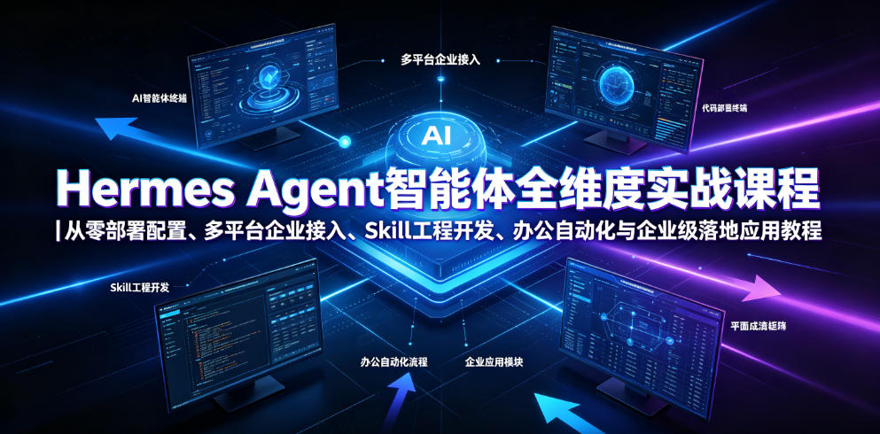Hermes Agent智能体全维度实战课程|从零部署配置、多平台企业接入、Skill工程开发、办公自动化与企业级落地应用教程-小白项目网