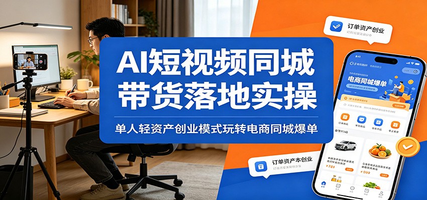 AI短视频同城带货落地实操：单人轻资产创业模式玩转电商同城爆单-小白项目网