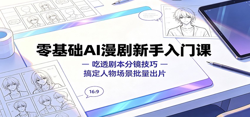 零基础AI漫剧新手入门课：吃透剧本分镜技巧，搞定人物场景批量出片-小白项目网