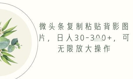 微头条复制粘贴背影图片，日入30-3张+，可无限放大操作-小白项目网