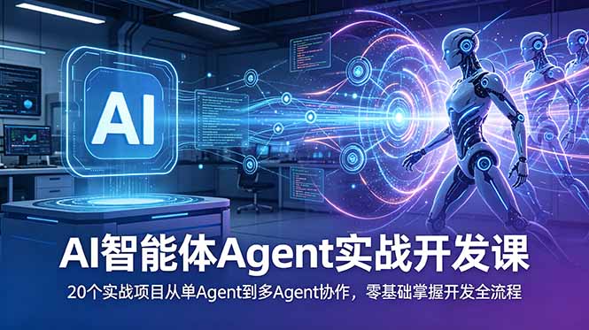 AI智能体Agent实战开发课:20个实战项目从单Agent到多Agent协作,零基础掌握开发全流程-小白项目网