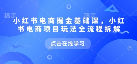 小红书电商掘金课，小红书电商项目玩法全流程拆解（更新7月）-小白项目网