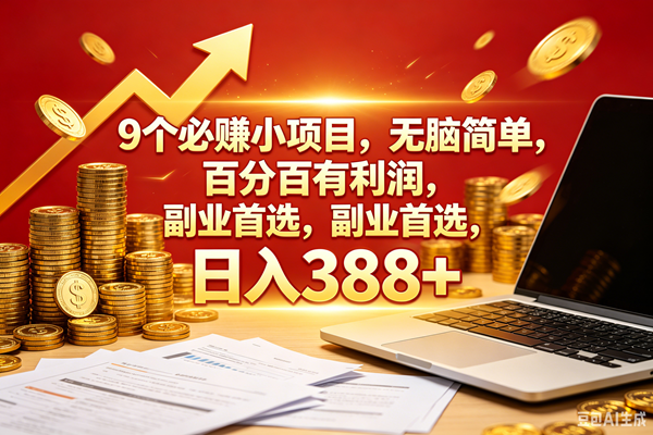 (18597期)9个必赚钱的小项目,百分百赚米,无脑简单,副业首选,日入388+ (18597期)9个必赚钱的小项目,百分百赚米,无脑简单,副业首选,日入388+