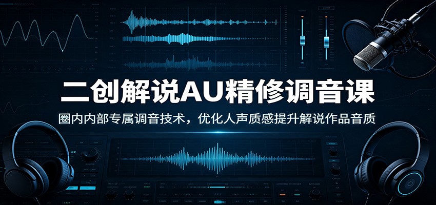 二创解说AU精修调音课：圈内内部专属调音技术，优化人声质感提升解说作品音质-小白项目网
