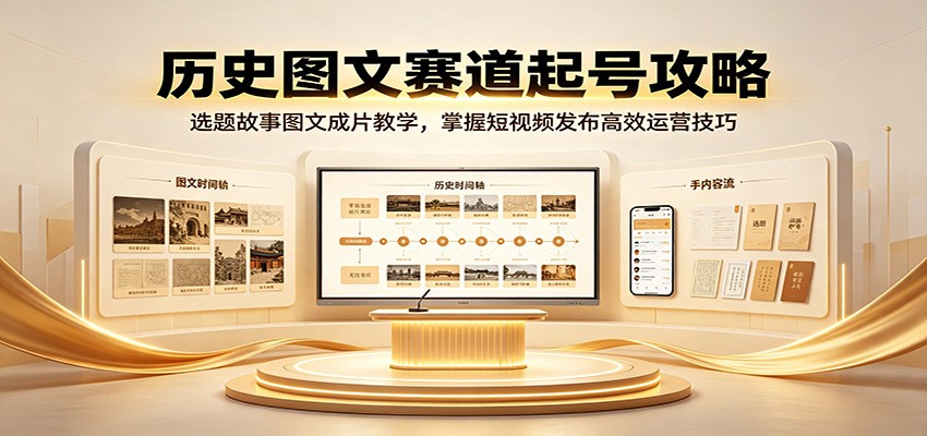 历史图文赛道起号攻略：选题故事图文成片教学，掌握短视频发布高效运营技巧-小白项目网