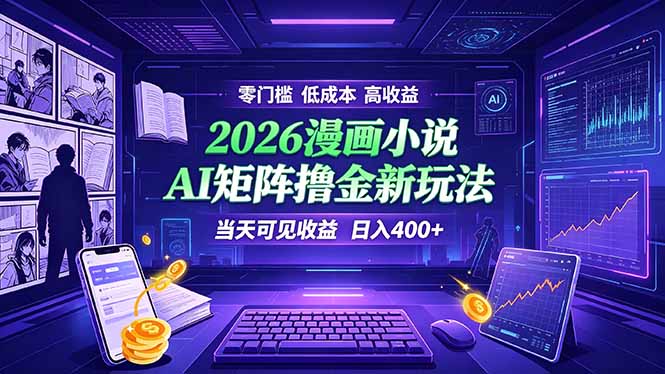 爆款小说漫画大阅读 ai矩阵操作 当天可见收益 日入400+ 零门槛 高收益-小白项目网