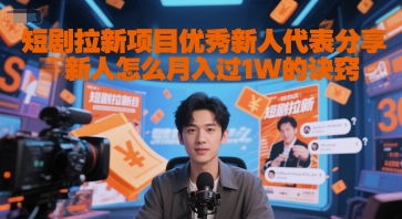 短剧拉新项目优秀新人代表分享新人怎么月入过1W的诀窍-小白项目网