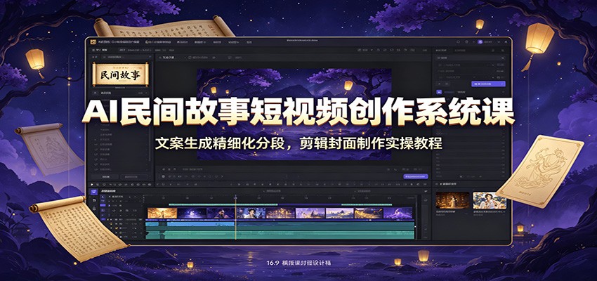 AI民间故事短视频创作系统课：文案生成精细化分段，剪辑封面制作实操教程-小白项目网