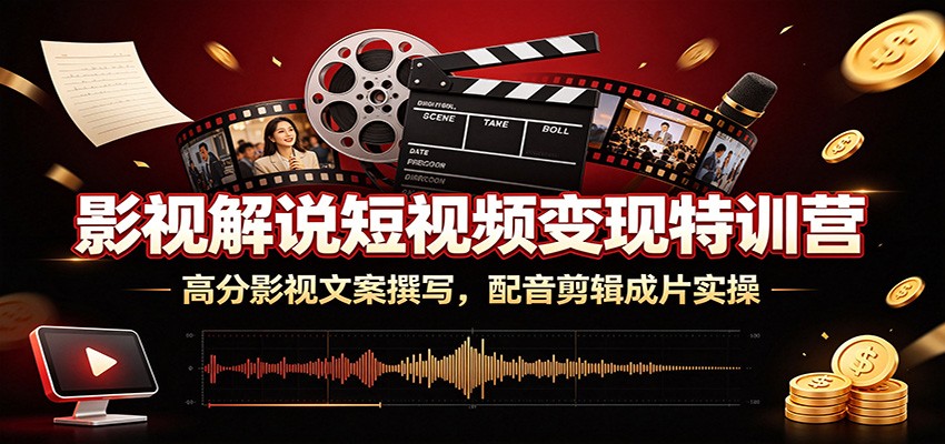 影视解说短视频变现特训营：高分影视文案撰写，配音剪辑成片实操-小白项目网