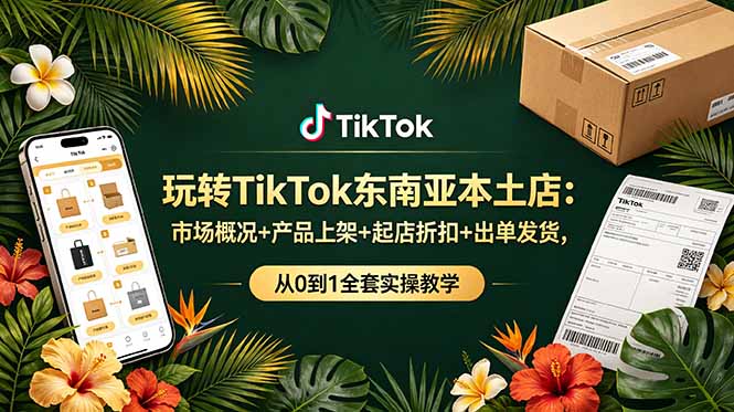玩转TikTok东南亚本土店：市场概况+产品上架+起店折扣+出单发货，从0到1全套实操教学-小白项目网