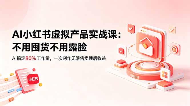 AI小红书虚拟产品实战课-更新:不用囤货不用露脸,AI搞定80%工作量,一次创作无限售卖睡后收益-小白项目网