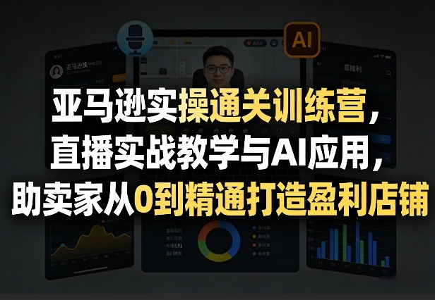 亚马逊实操通关训练营，直播实战教学与AI应用，助卖家从0到精通打造盈利店铺（更新8月8日）-小白项目网