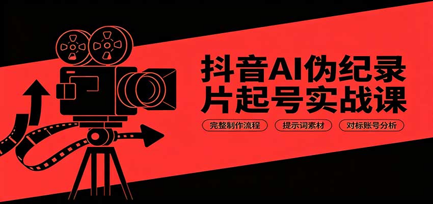 抖音AI伪纪录片起号实战课：完整制作流程，提示词素材，对标账号分析-小白项目网