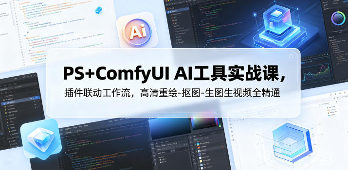 PS+ComfyUI AI工具实战课，插件联动工作流，高清重绘-抠图-生图生视频全精通-小白项目网