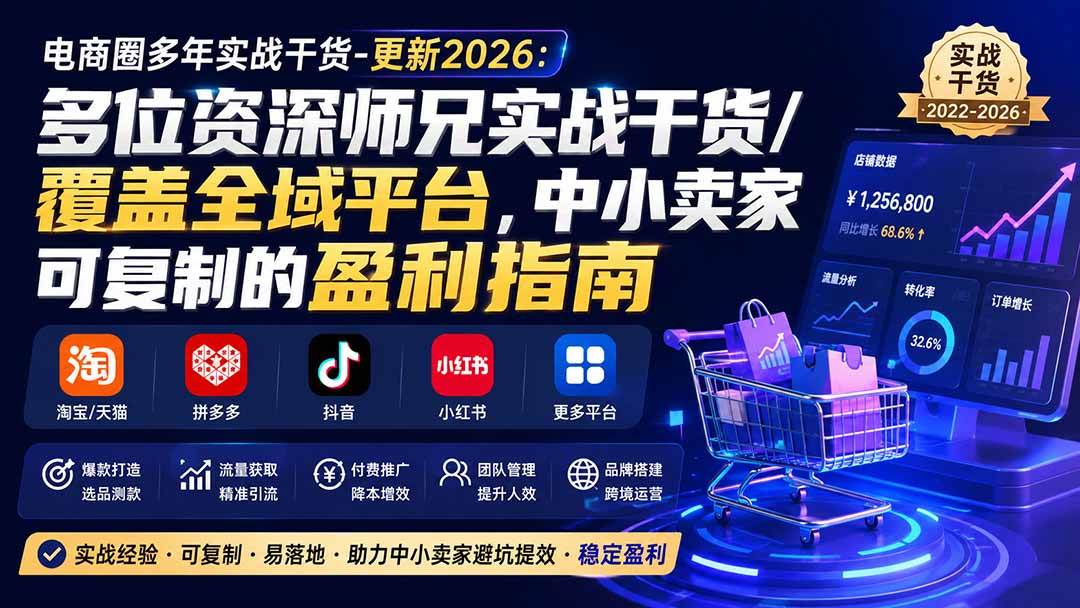 （20159期）电商圈多年实战干货-更新2026：多位资深师兄实战干货/覆盖全域平台，中小卖家可复制的盈利指南-小白项目网