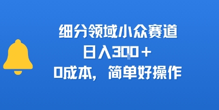细分领域小众赛道，日入3张+，0成本，简单好操作 - 小白项目网-小白项目网