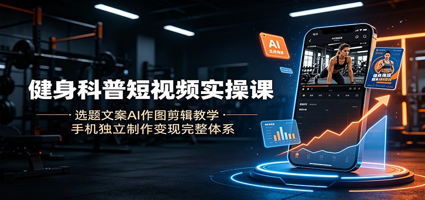 健身科普短视频实操课：选题文案AI作图剪辑教学，手机独立制作变现完整体系-小白项目网