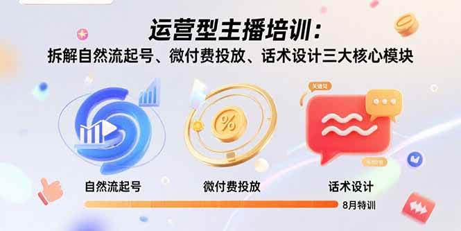 （15654期）运营型主播培训：拆解自然流起号、微付费投放、话术设计三大核心模块-8月-小白项目网