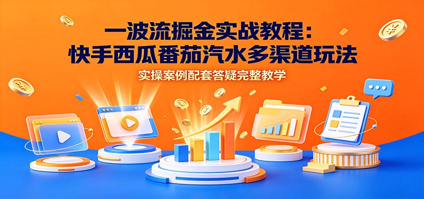 一波流掘金实战教程：快手西瓜番茄汽水多渠道玩法，实操案例配套答疑完整教学-小白项目网