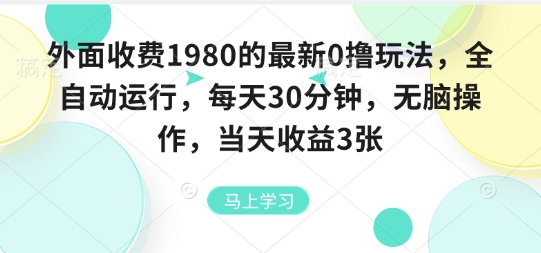 外面收费1980的最新0撸玩法，全自动挂G，每天30分钟，无脑操作，当天收益3张【揭秘】-小白项目网