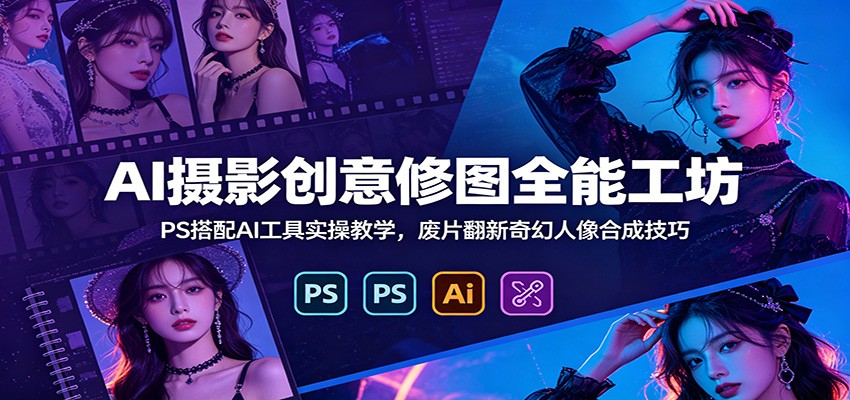 AI摄影创意修图全能工坊：PS搭配AI工具实操教学，废片翻新奇幻人像合成技巧-小白项目网