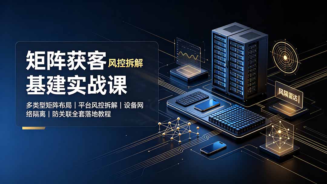 矩阵获客基建实战课:多类型矩阵布局|平台风控拆解|设备网络隔离|防关联全套落地教程-小白项目网