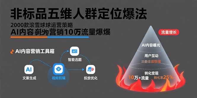 （15619期）非标品五维人群定位法，2000款滚雪球运营策略，AI内容营销10万流量引爆-小白项目网